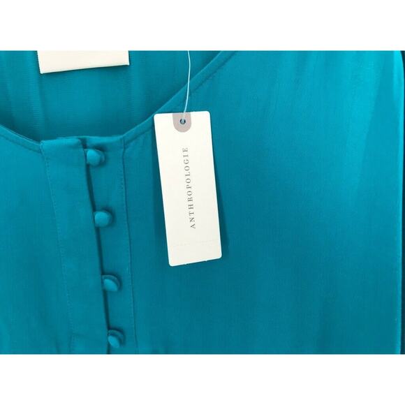 Maeve Womens Blouse Sz M Cold Shoulder Ruffles Viscose Turquoise NEW - Picture 10 of 10